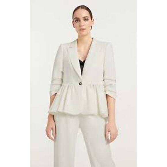 Cinq á Sept Kourtney Blazer Ivory ZJ5391319Z-IVO Single Breasted Ruffle XS US2 - Picture 3 of 8